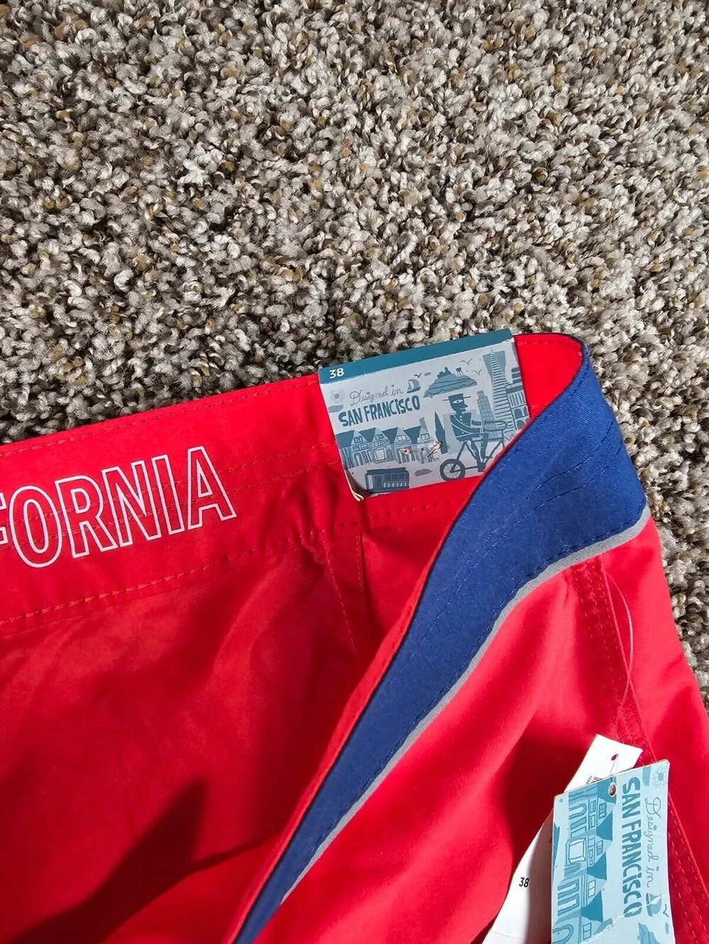 Old Navy Mens Sz 38 Swimsuit Swim Trunks Board Shorts Red Navy Blue NEW